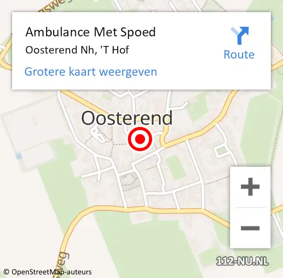 Locatie op kaart van de 112 melding: Ambulance Met Spoed Naar Oosterend Nh, 'T Hof op 3 december 2018 12:55