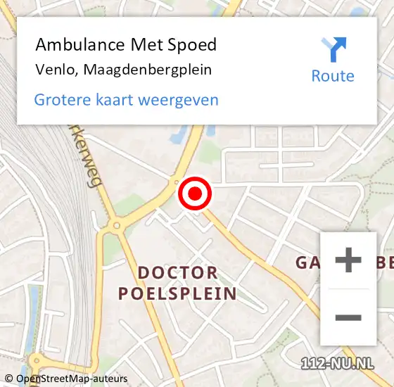 Locatie op kaart van de 112 melding: Ambulance Met Spoed Naar Venlo, Maagdenbergplein op 3 december 2018 12:59