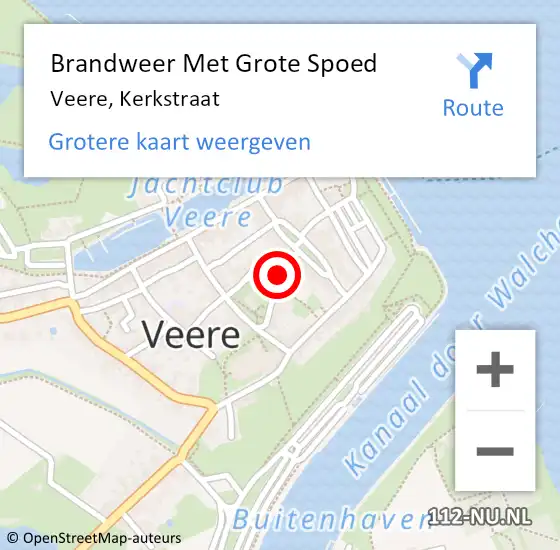 Locatie op kaart van de 112 melding: Brandweer Met Grote Spoed Naar Veere, Kerkstraat op 3 december 2018 13:33