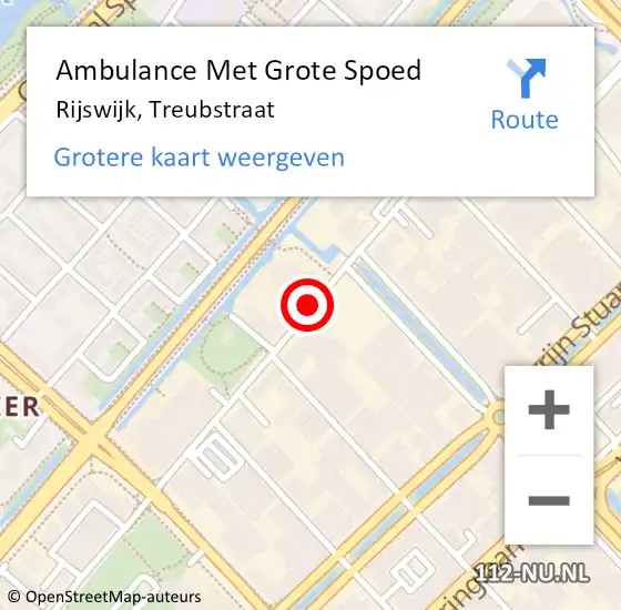 Locatie op kaart van de 112 melding: Ambulance Met Grote Spoed Naar Rijswijk, Treubstraat op 3 december 2018 14:27