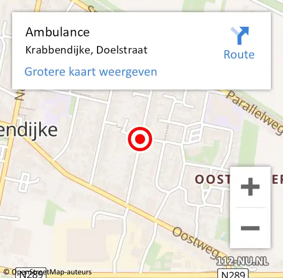 Locatie op kaart van de 112 melding: Ambulance Krabbendijke, Doelstraat op 3 december 2018 14:53
