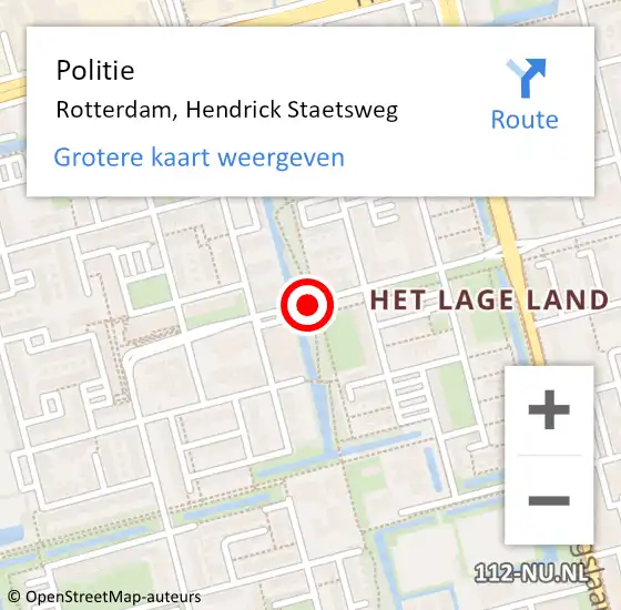 Locatie op kaart van de 112 melding: Politie Rotterdam, Hendrick Staetsweg op 3 december 2018 14:57