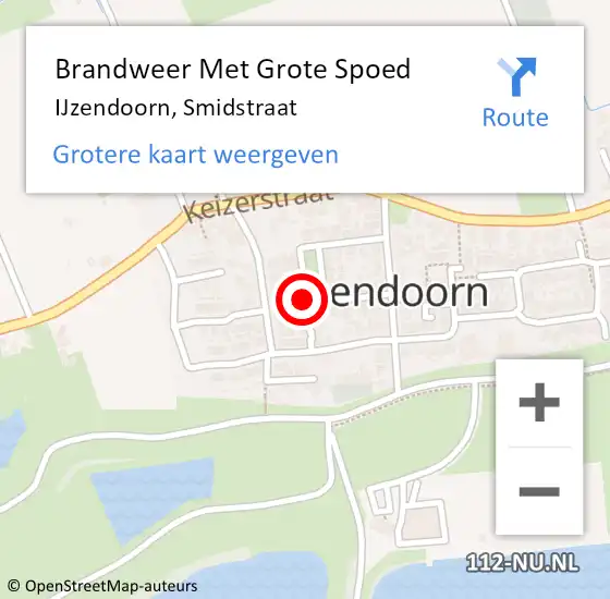 Locatie op kaart van de 112 melding: Brandweer Met Grote Spoed Naar IJzendoorn, Smidstraat op 3 december 2018 15:51