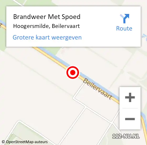 Locatie op kaart van de 112 melding: Brandweer Met Spoed Naar Hoogersmilde, Beilervaart op 3 december 2018 16:07