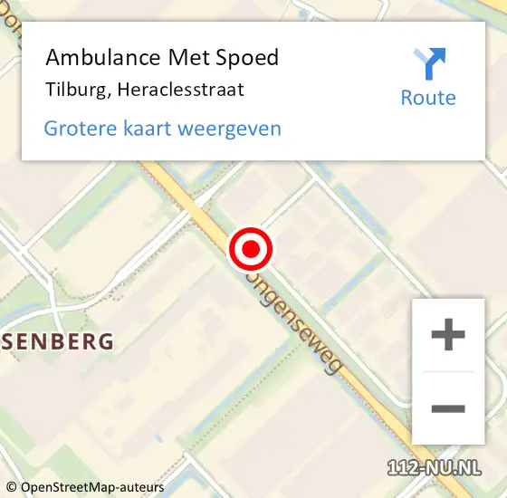 Locatie op kaart van de 112 melding: Ambulance Met Spoed Naar Tilburg, Heraclesstraat op 3 december 2018 17:04