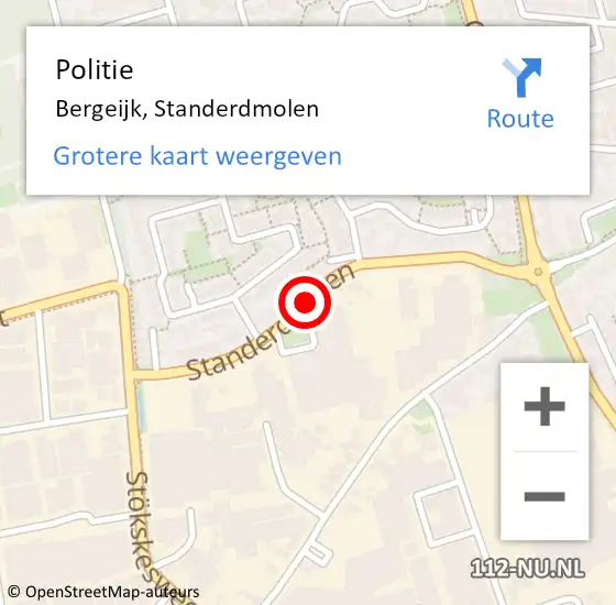 Locatie op kaart van de 112 melding: Politie Bergeijk, Standerdmolen op 3 december 2018 18:06