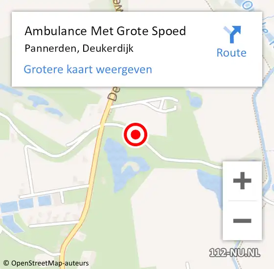 Locatie op kaart van de 112 melding: Ambulance Met Grote Spoed Naar Pannerden, Deukerdijk op 3 december 2018 18:52