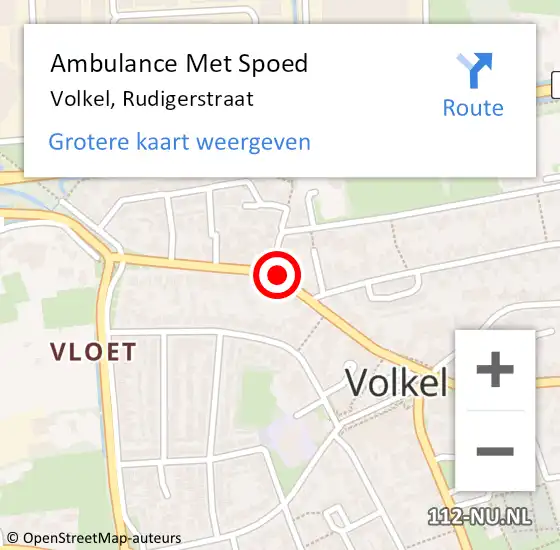 Locatie op kaart van de 112 melding: Ambulance Met Spoed Naar Volkel, Rudigerstraat op 3 december 2018 20:21