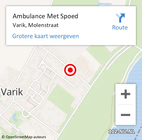 Locatie op kaart van de 112 melding: Ambulance Met Spoed Naar Varik, Molenstraat op 3 december 2018 21:10