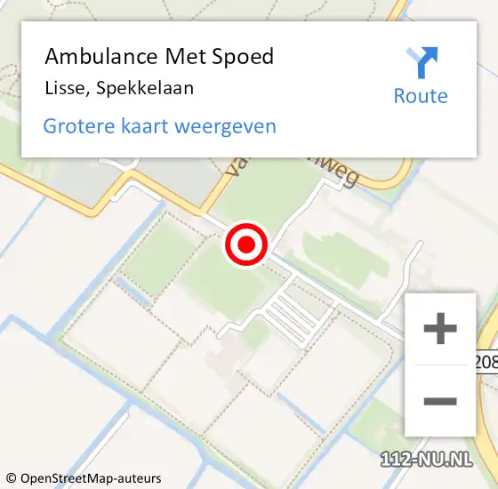 Locatie op kaart van de 112 melding: Ambulance Met Spoed Naar Lisse, Spekkelaan op 3 december 2018 22:14