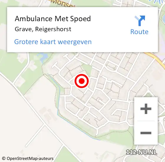 Locatie op kaart van de 112 melding: Ambulance Met Spoed Naar Grave, Reigershorst op 4 december 2018 01:18