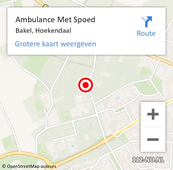 Locatie op kaart van de 112 melding: Ambulance Met Spoed Naar Bakel, Hoekendaal op 4 december 2018 02:08