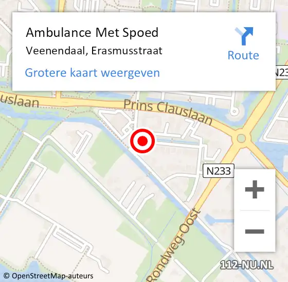 Locatie op kaart van de 112 melding: Ambulance Met Spoed Naar Veenendaal, Erasmusstraat op 4 december 2018 03:12