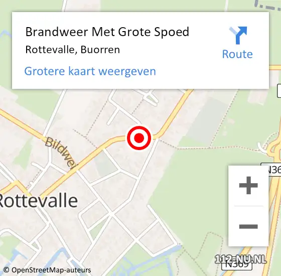 Locatie op kaart van de 112 melding: Brandweer Met Grote Spoed Naar Rottevalle, Buorren op 4 december 2018 07:02