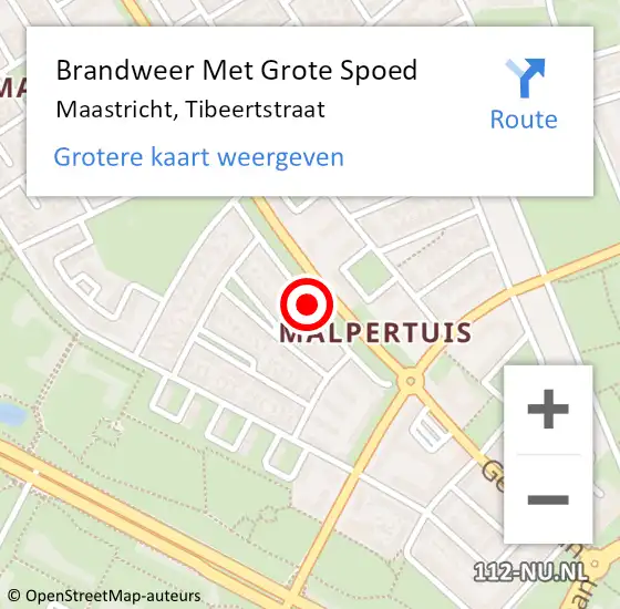 Locatie op kaart van de 112 melding: Brandweer Met Grote Spoed Naar Maastricht, Tibeertstraat op 4 december 2018 07:27