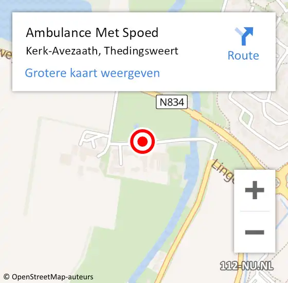 Locatie op kaart van de 112 melding: Ambulance Met Spoed Naar Kerk-Avezaath, Thedingsweert op 4 december 2018 07:40