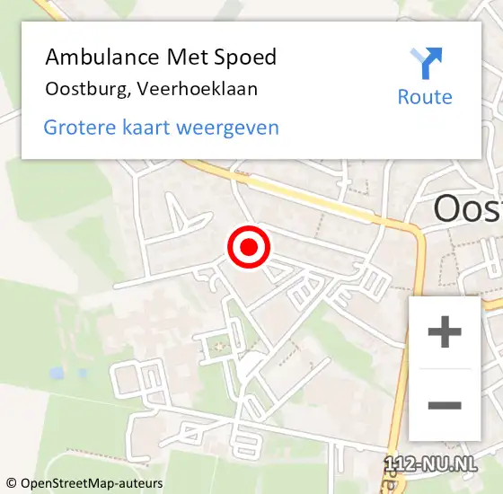 Locatie op kaart van de 112 melding: Ambulance Met Spoed Naar Oostburg, Veerhoeklaan op 4 december 2018 08:21