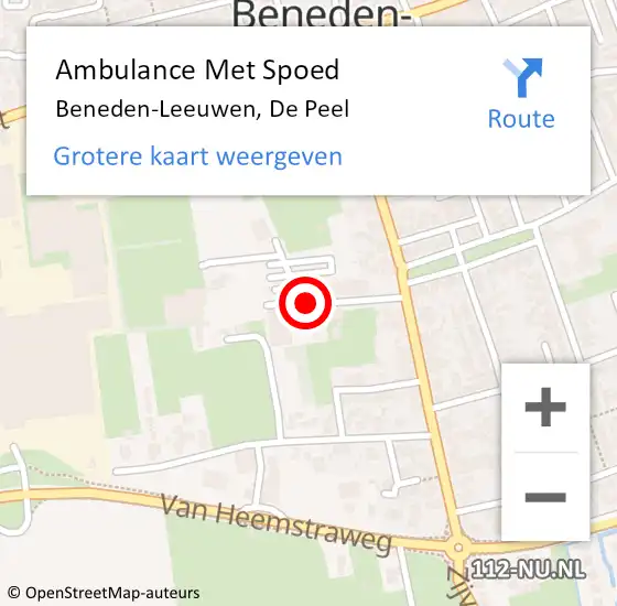 Locatie op kaart van de 112 melding: Ambulance Met Spoed Naar Beneden-Leeuwen, De Peel op 4 december 2018 08:22