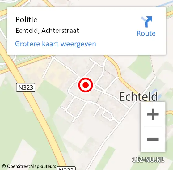 Locatie op kaart van de 112 melding: Politie Echteld, Achterstraat op 4 december 2018 09:05