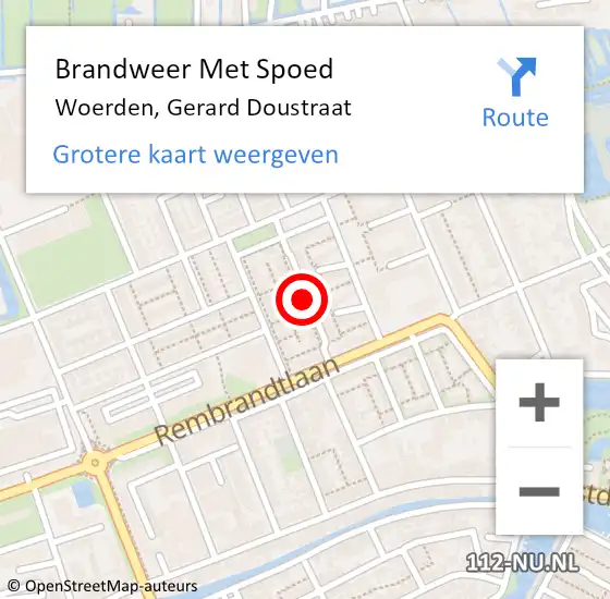 Locatie op kaart van de 112 melding: Brandweer Met Spoed Naar Woerden, Gerard Doustraat op 4 december 2018 09:23