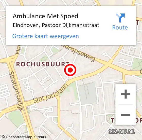 Locatie op kaart van de 112 melding: Ambulance Met Spoed Naar Eindhoven, Pastoor Dijkmansstraat op 4 december 2018 09:29