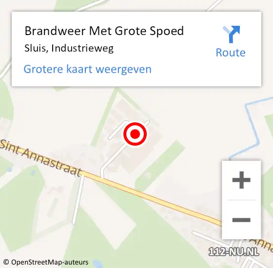 Locatie op kaart van de 112 melding: Brandweer Met Grote Spoed Naar Sluis, Industrieweg op 4 december 2018 10:14