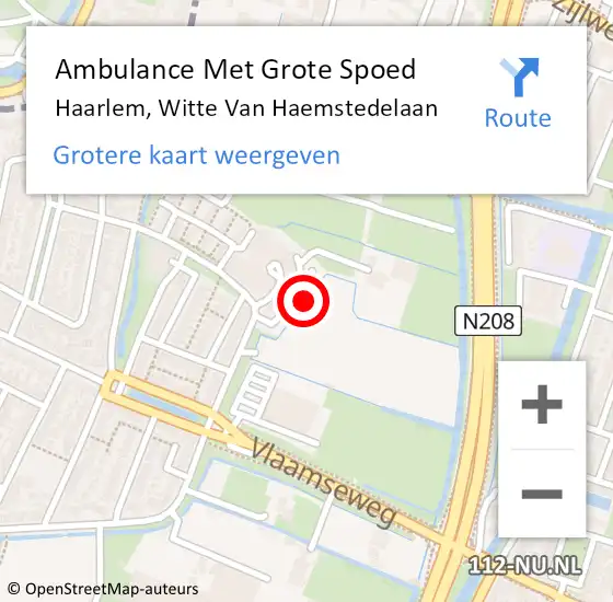Locatie op kaart van de 112 melding: Ambulance Met Grote Spoed Naar Haarlem, Witte Van Haemstedelaan op 4 december 2018 10:21