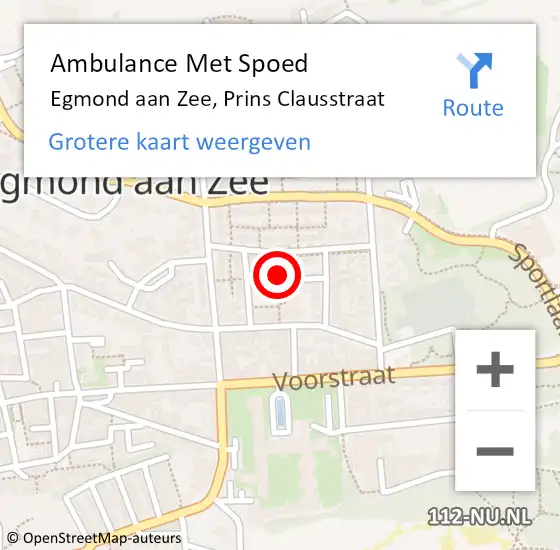 Locatie op kaart van de 112 melding: Ambulance Met Spoed Naar Egmond aan Zee, Prins Clausstraat op 4 december 2018 11:19