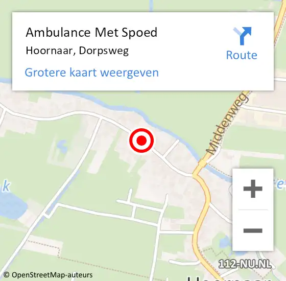 Locatie op kaart van de 112 melding: Ambulance Met Spoed Naar Hoornaar, Dorpsweg op 4 december 2018 11:26