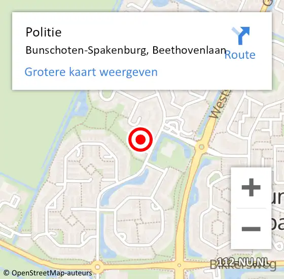 Locatie op kaart van de 112 melding: Politie Bunschoten-Spakenburg, Beethovenlaan op 4 december 2018 11:58