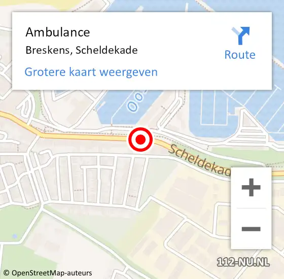 Locatie op kaart van de 112 melding: Ambulance Breskens, Scheldekade op 4 december 2018 12:25