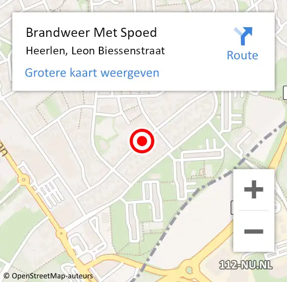 Locatie op kaart van de 112 melding: Brandweer Met Spoed Naar Heerlen, Leon Biessenstraat op 4 december 2018 13:10