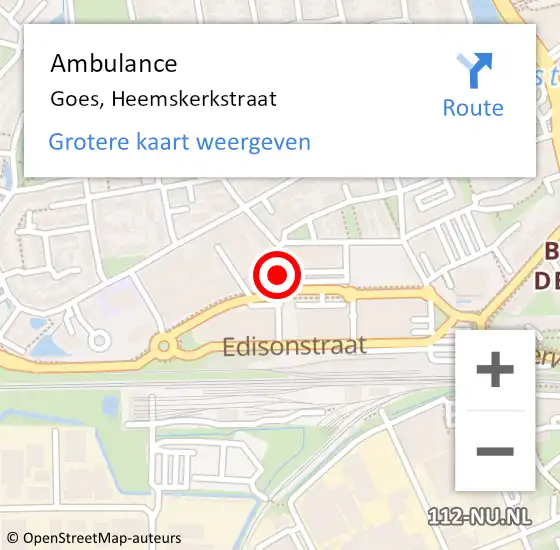 Locatie op kaart van de 112 melding: Ambulance Goes, Heemskerkstraat op 4 december 2018 13:56