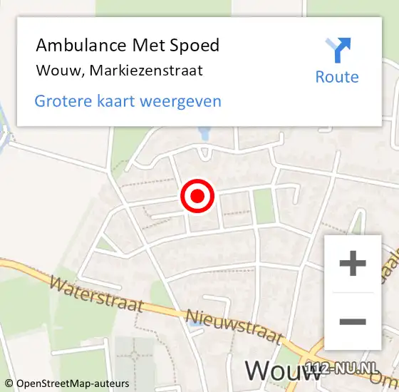 Locatie op kaart van de 112 melding: Ambulance Met Spoed Naar Wouw, Markiezenstraat op 4 december 2018 14:11