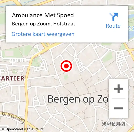 Locatie op kaart van de 112 melding: Ambulance Met Spoed Naar Bergen op Zoom, Hofstraat op 4 december 2018 14:29