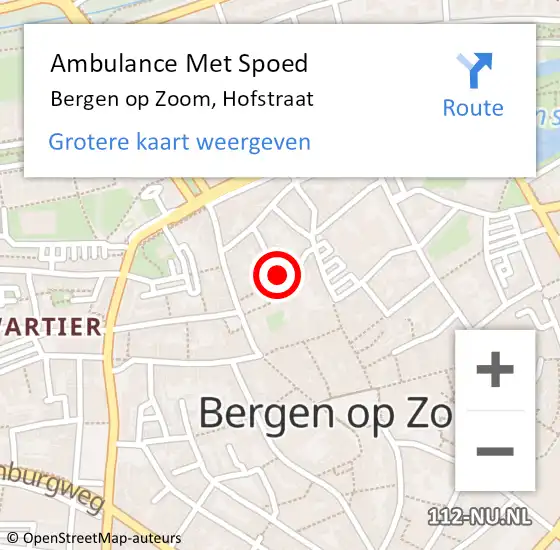 Locatie op kaart van de 112 melding: Ambulance Met Spoed Naar Bergen op Zoom, Hofstraat op 4 december 2018 15:02