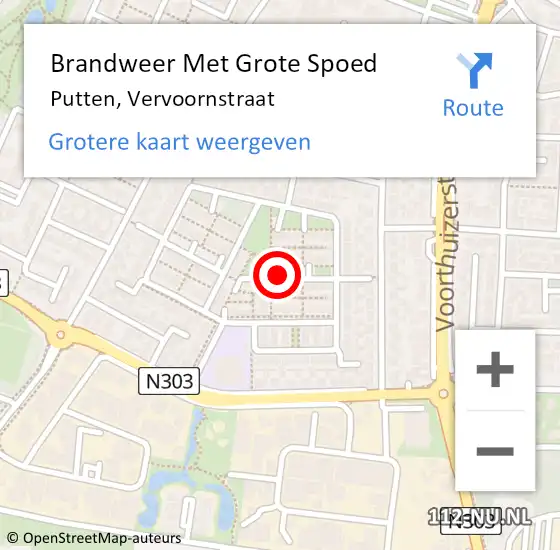 Locatie op kaart van de 112 melding: Brandweer Met Grote Spoed Naar Putten, Vervoornstraat op 4 december 2018 16:08