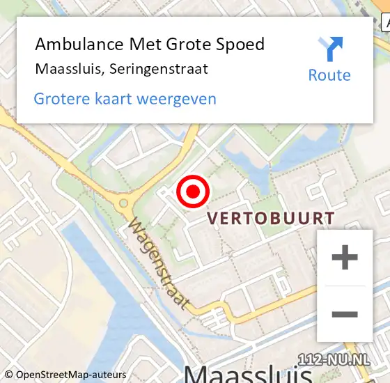 Locatie op kaart van de 112 melding: Ambulance Met Grote Spoed Naar Maassluis, Seringenstraat op 4 december 2018 17:02