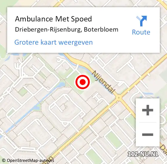 Locatie op kaart van de 112 melding: Ambulance Met Spoed Naar Driebergen-Rijsenburg, Boterbloem op 16 maart 2014 18:07