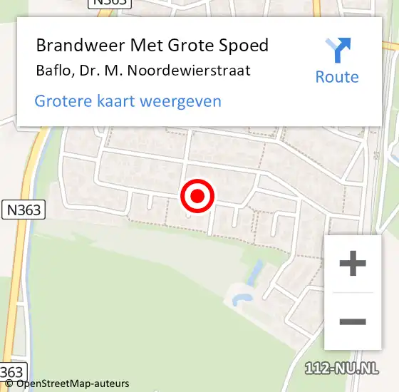 Locatie op kaart van de 112 melding: Brandweer Met Grote Spoed Naar Baflo, Dr. M. Noordewierstraat op 16 maart 2014 18:17