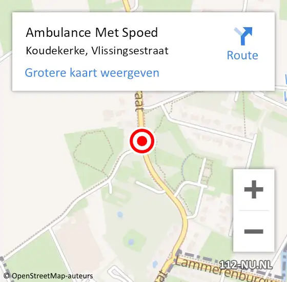 Locatie op kaart van de 112 melding: Ambulance Met Spoed Naar Koudekerke, Vlissingsestraat op 4 december 2018 18:44