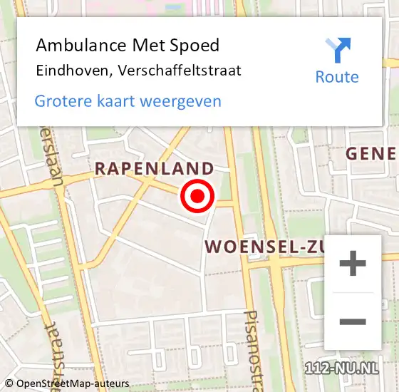 Locatie op kaart van de 112 melding: Ambulance Met Spoed Naar Eindhoven, Verschaffeltstraat op 4 december 2018 19:15