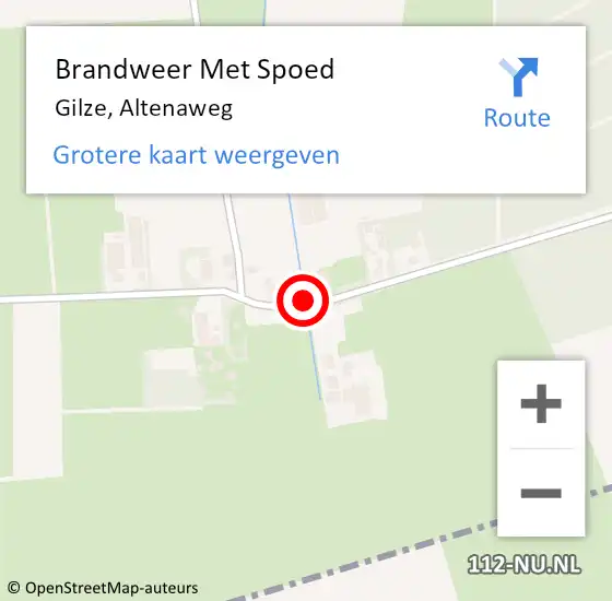 Locatie op kaart van de 112 melding: Brandweer Met Spoed Naar Gilze, Altenaweg op 4 december 2018 19:33