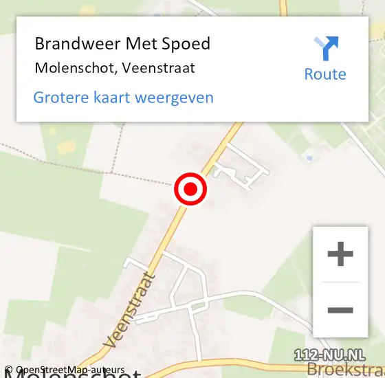 Locatie op kaart van de 112 melding: Brandweer Met Spoed Naar Molenschot, Veenstraat op 4 december 2018 19:35