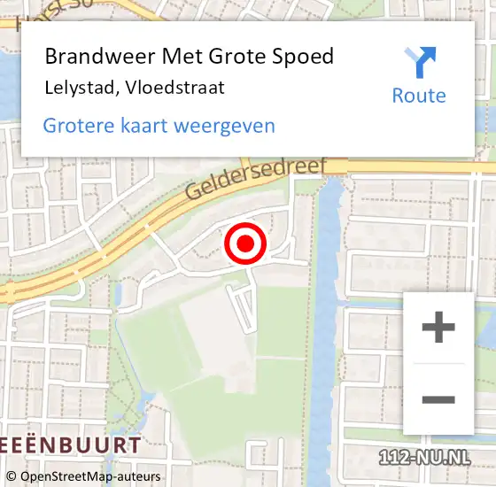 Locatie op kaart van de 112 melding: Brandweer Met Grote Spoed Naar Lelystad, Vloedstraat op 16 maart 2014 18:29