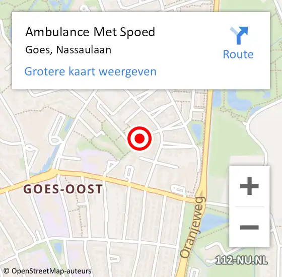 Locatie op kaart van de 112 melding: Ambulance Met Spoed Naar Goes, Nassaulaan op 4 december 2018 22:18