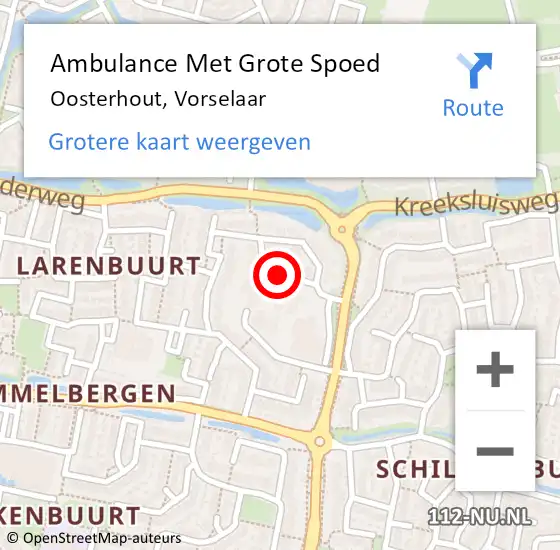 Locatie op kaart van de 112 melding: Ambulance Met Grote Spoed Naar Oosterhout, Vorselaar op 4 december 2018 22:47