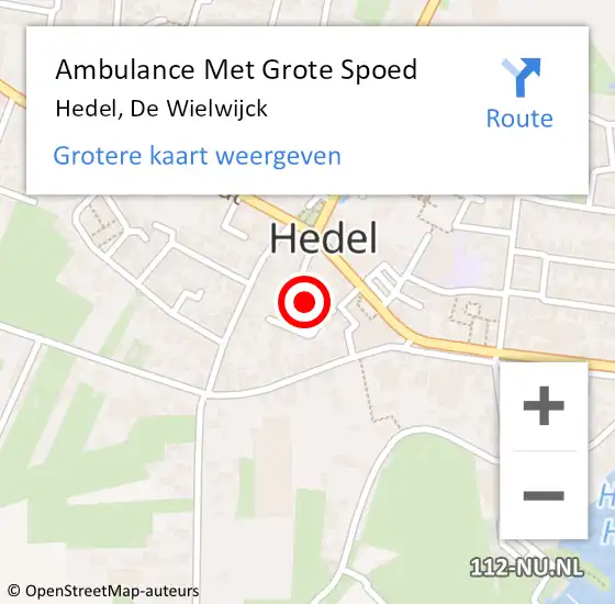 Locatie op kaart van de 112 melding: Ambulance Met Grote Spoed Naar Hedel, De Wielwijck op 5 december 2018 02:45