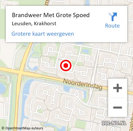 Locatie op kaart van de 112 melding: Brandweer Met Grote Spoed Naar Leusden, Krakhorst op 5 december 2018 03:46