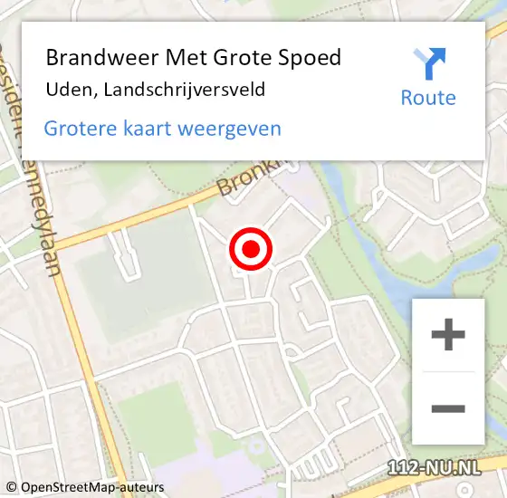 Locatie op kaart van de 112 melding: Brandweer Met Grote Spoed Naar Uden, Landschrijversveld op 5 december 2018 04:31